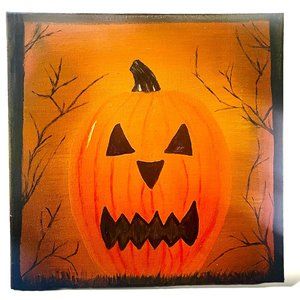 Halloween wall art, Halloween painting, Halloween pumpkin home decor Halloween